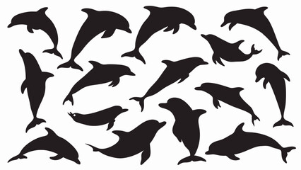 Dolphin silhouette vector set