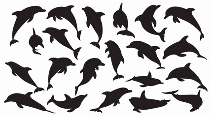 Dolphin silhouette vector set