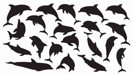 Dolphin silhouette vector set