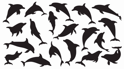 Dolphin silhouette vector set