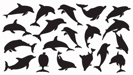 Dolphin silhouette vector set