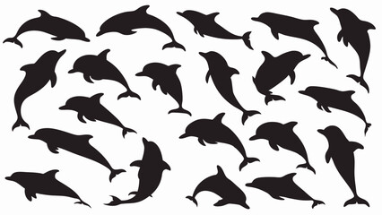 Dolphin silhouette vector set