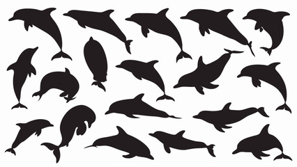 Dolphin silhouette vector set