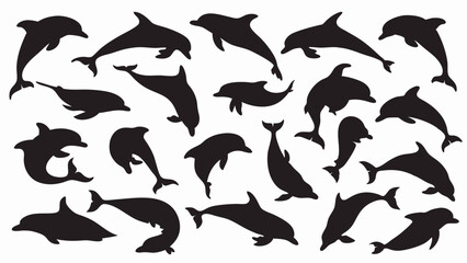 Dolphin silhouette vector set