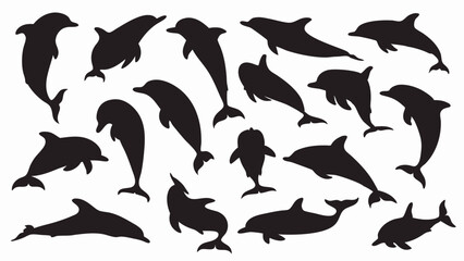 Dolphin silhouette vector set