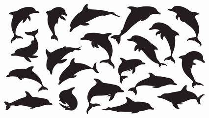 Dolphin silhouette vector set