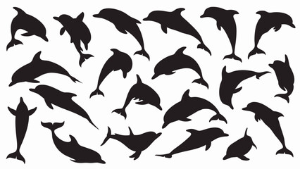 Dolphin silhouette vector set