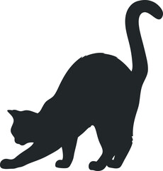 Stretching Cat Silhouette Illustration Artistic Feline Design Domestic Animal Graphic Simple Minimalist Vector Image