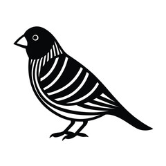 Zebra Finch Silhouette Vector Art Design | Black And White Zebra Finch Bird Vector Illustration
