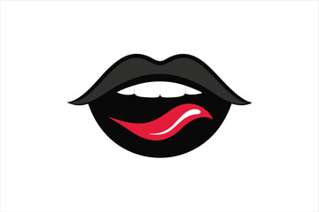 Obraz premium Cheeky Expression with Black Lips and Tongue PNG Cutout for Pop Art Design