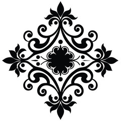 black and white floral ornament