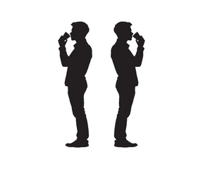 silhouette of a man drinking