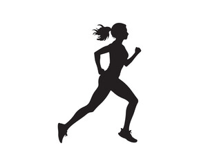 silhouette of a girl running