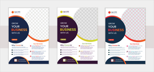 A bundle of 3 templates of a4 flyer, Corporate business flyer template design, modern template and modern design, perfect for creative professional business.
