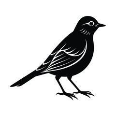 Yellowhammer Silhouette Vector Art Design and Black And White Yellowhammer Bird Vector Illustration