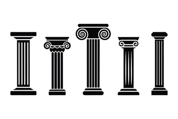 A set of column silhouette vector art illustration