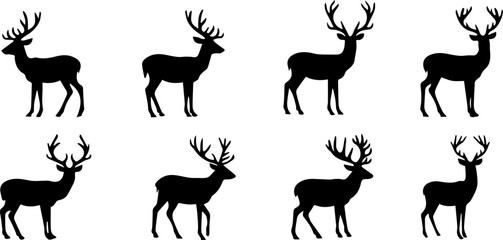 Silhouettes of Deers , vector illustration