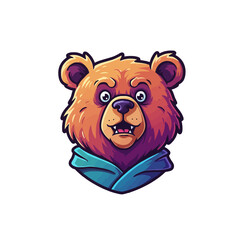 Cute Cartoon Bear with a Blue Scarf