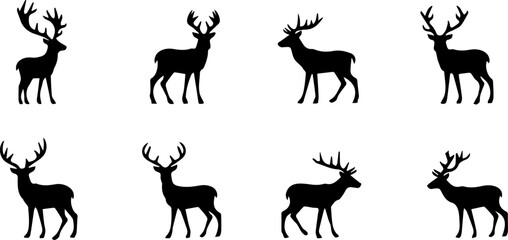 Silhouettes of Deers , vector illustration