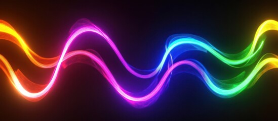 Obraz premium Energetic light painting illustration featuring vibrant glowing spectrum waves