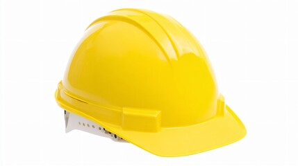 Fototapeta premium High-gloss yellow construction helmet in clean studio light with subtle shadow details – protective headgear Image 4K UHD