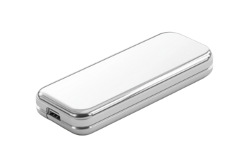 Sleek silver USB drive modern design portable storage data transfer tech on transparent background