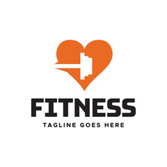 Gym fitness lovers logo design. Love fitness logo template.