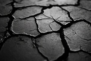 Cracked black surface texture with intricate patterns showcasing natural design and depth, perfect for backgrounds and artistic projects, texture concept