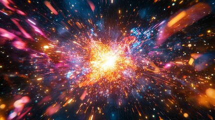 A vibrant explosion of colors radiating outward in a cosmic display.