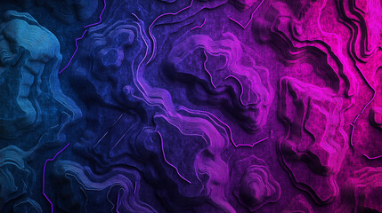 Fototapeta premium A vibrant abstract landscape of textured, layered hills in shades of purple and blue.