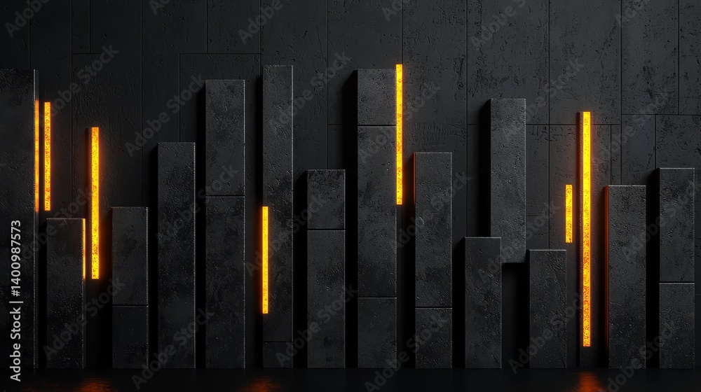 Aufkleber black background with a series of orange lines that resemble buildings. scene is dark and mysterious