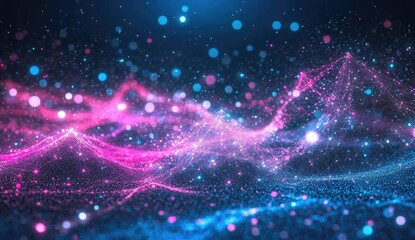 Obraz premium Abstract digital landscape of vibrant particles