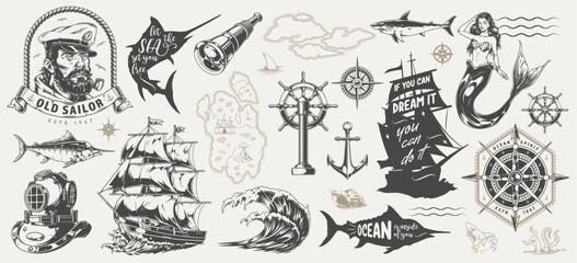 Nautical themed artwork featuring ocean elements