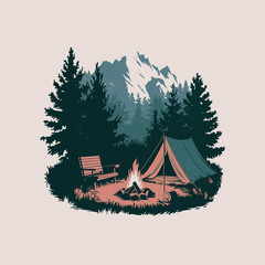 Camping t-shirt design
