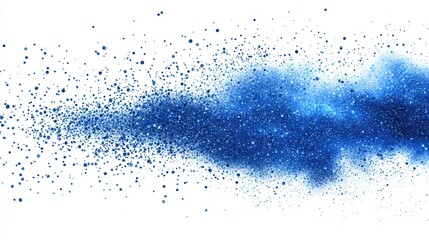 Obraz premium Watercolor blue glitter dust in space on a white background. Abstract starry sky with stars and nebulae. Hand-drawn illustration. Design for a banner, card, poster, flyer, or.