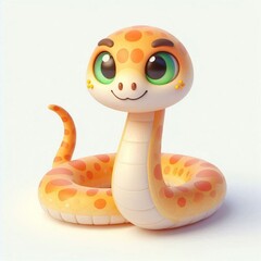 Fototapeta premium Funny green serpent, a reptile animal in cartoon illustration vector art, looks like a comic character