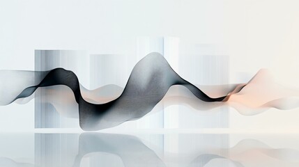Custom vertical slats with artistic motives with your photo Abstract architecture-inspired composition with clean lines, layered reflections, and transparent waveforms, resembling luxury office wall art