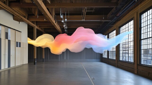 Data-driven design concept visualizing internet traffic as layered currents of light, captured mid-motion