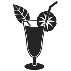 tropical cocktail silhouette vector illustration