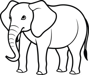 Elephant line art  vector illustration in transparent 
