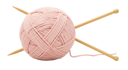 Isolated Ball of Yarn with Needles