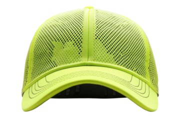 Neon Green Mesh Baseball Cap Stylish Summer Headwear Breathable Design on transparent background
