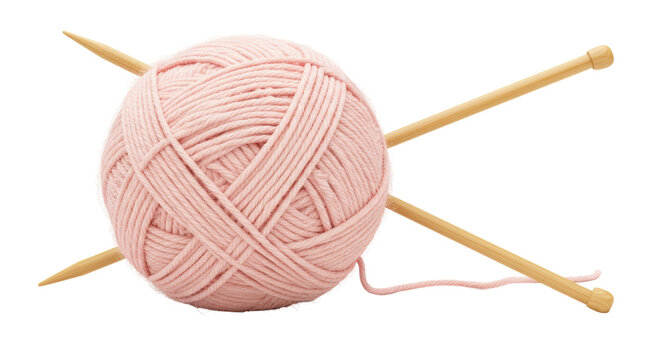 Isolated Ball of Yarn with Needles