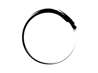 Grunge circle made of black paint using art brush. Grunge ova shape made for marking. Grunge zen circle. Zen circle. Black circle.