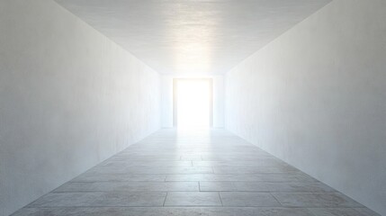 Empty hallway with a bright light at the end