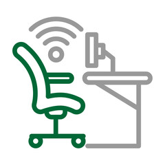 Smart Office Vector Line Dark Green Grey Icon Design