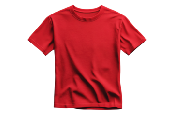 Vibrant red t shirt mockup perfect for design showcases isolated on black on transparent background