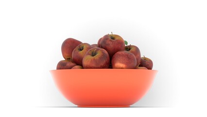 apple in a basket on white background