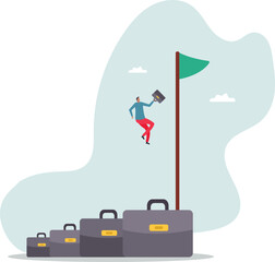 Career growth development plan, job promotion or motivation to achieve work target, stair step to success, ambition.character for design.