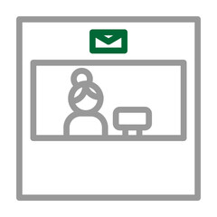 Post Office Information Desk Vector Line Dark Green Grey Icon Design